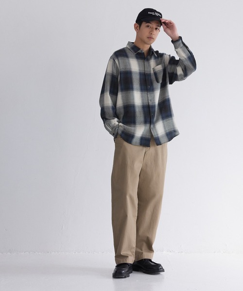 coca（coca）（コカ）の「オンブレチェック長袖シャツ（シャツ/ブラウス・メンズ・ネイビー/アイボリー・L/XL/M）」の9枚目の写真