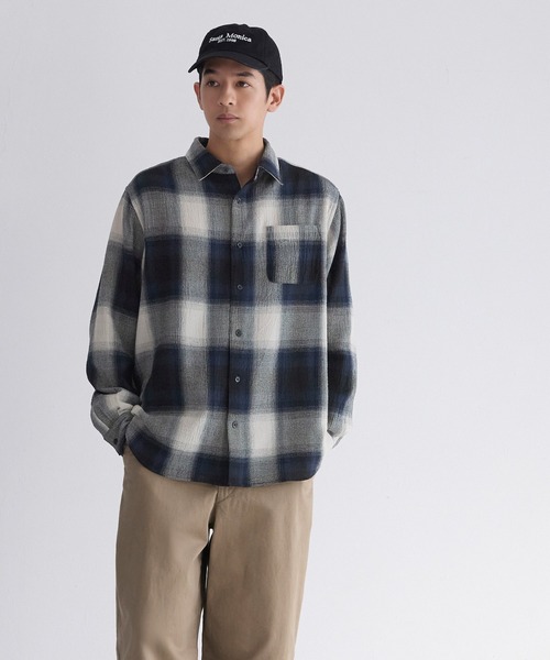 coca（coca）（コカ）の「オンブレチェック長袖シャツ（シャツ/ブラウス・メンズ・ネイビー/アイボリー・L/XL/M）」の12枚目の写真