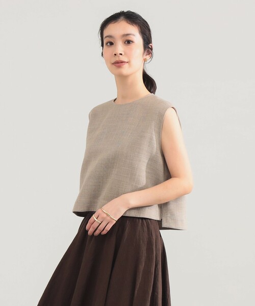 Demi-Luxe BEAMS(デミルクス ビームス)の「AK+1 / クロップド ブラウス(シャツ/ブラウス・レディース・ネイビー/ベージュ・ONE SIZE)」の9枚目の写真