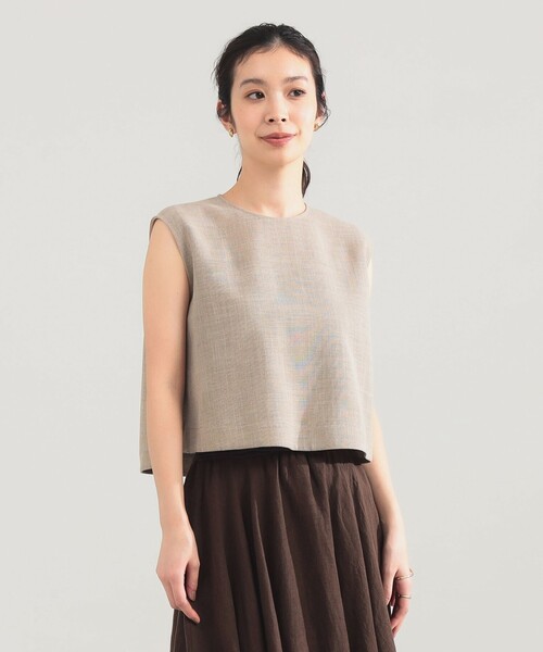 Demi-Luxe BEAMS(デミルクス ビームス)の「AK+1 / クロップド ブラウス(シャツ/ブラウス・レディース・ネイビー/ベージュ・ONE SIZE)」の10枚目の写真