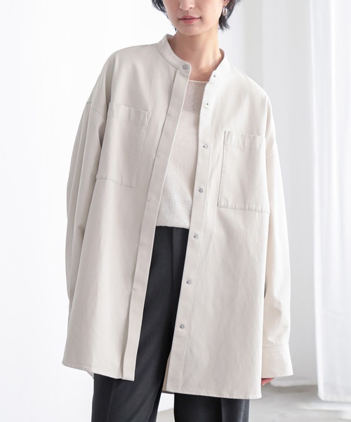 for/c(フォーシー)の「なめらかツイルシャツアウター【サスティナブル】(シャツ/ブラウス・レディース・ブラック/ライトベージュ・L/M)」の7枚目の写真