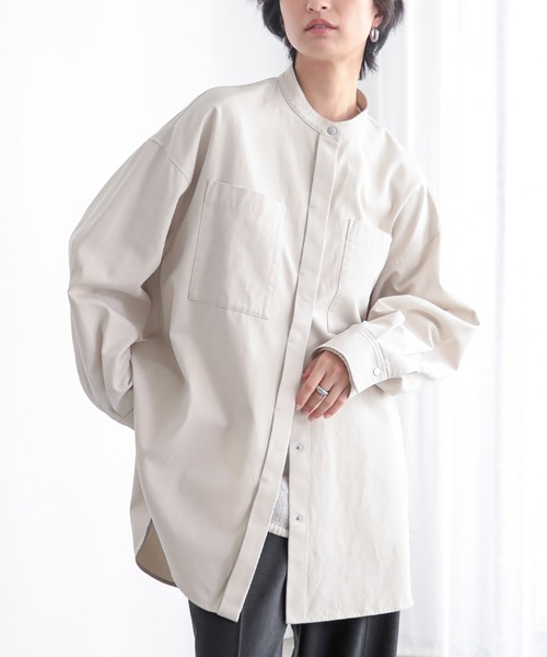 for/c(フォーシー)の「なめらかツイルシャツアウター【サスティナブル】(シャツ/ブラウス・レディース・ブラック/ライトベージュ・L/M)」の5枚目の写真