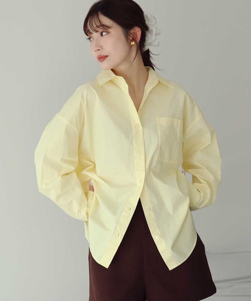 earth music&ecology(アースミュージックアンドエコロジー)の「バックツイストオーバーシャツ(シャツ/ブラウス・レディース・サックスブルー/ライトピンク/ミント/ライトイエロー/オフホワイト・FREE)」の4枚目の写真