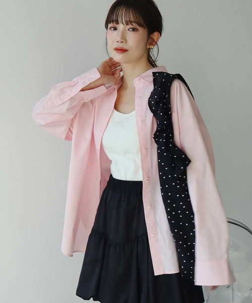 earth music&ecology(アースミュージックアンドエコロジー)の「バックツイストオーバーシャツ(シャツ/ブラウス・レディース・サックスブルー/ライトピンク/ミント/ライトイエロー/オフホワイト・FREE)」の5枚目の写真