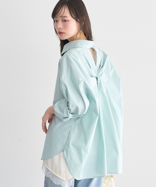 earth music&ecology(アースミュージックアンドエコロジー)の「バックツイストオーバーシャツ(シャツ/ブラウス・レディース・サックスブルー/ライトピンク/ミント/ライトイエロー/オフホワイト・FREE)」の13枚目の写真