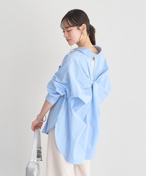 earth music&ecology(アースミュージックアンドエコロジー)の「バックツイストオーバーシャツ(シャツ/ブラウス・レディース・サックスブルー/ライトピンク/ミント/ライトイエロー/オフホワイト・FREE)」の22枚目の写真