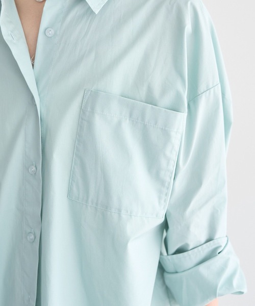 earth music&ecology(アースミュージックアンドエコロジー)の「バックツイストオーバーシャツ(シャツ/ブラウス・レディース・サックスブルー/ライトピンク/ミント/ライトイエロー/オフホワイト・FREE)」の20枚目の写真