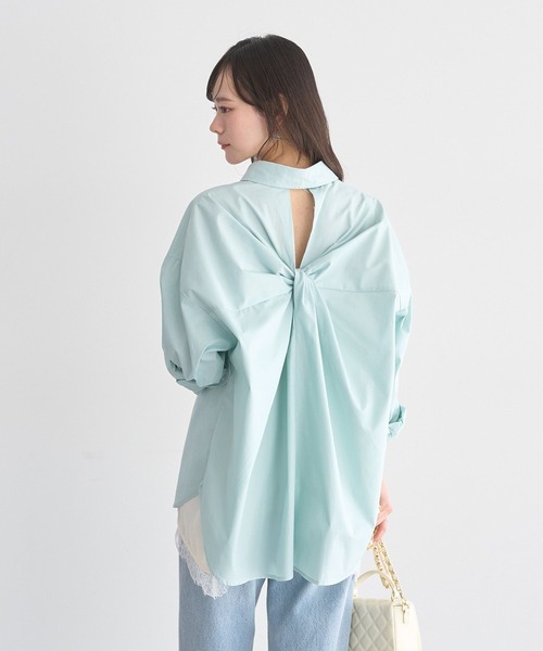 earth music&ecology(アースミュージックアンドエコロジー)の「バックツイストオーバーシャツ(シャツ/ブラウス・レディース・サックスブルー/ライトピンク/ミント/ライトイエロー/オフホワイト・FREE)」の16枚目の写真
