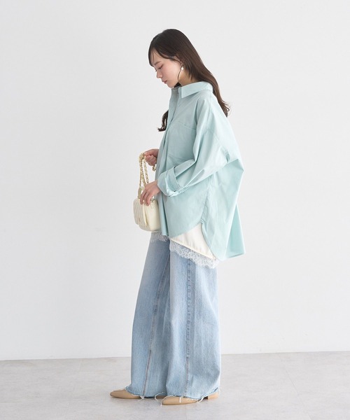 earth music&ecology(アースミュージックアンドエコロジー)の「バックツイストオーバーシャツ(シャツ/ブラウス・レディース・サックスブルー/ライトピンク/ミント/ライトイエロー/オフホワイト・FREE)」の18枚目の写真
