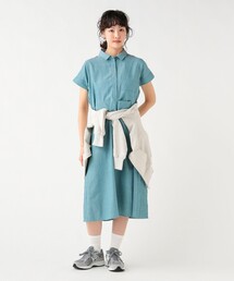 脇ピンタック シャツワンピース