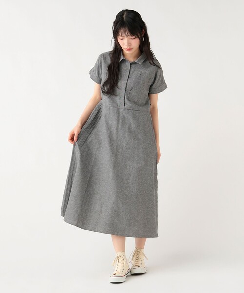 BEAMS HEART(ビームスハート)の「脇ピンタック シャツワンピース(ワンピース・レディース・ダークグリーン/ライトブルー/ブラック・FREE)」の16枚目の写真