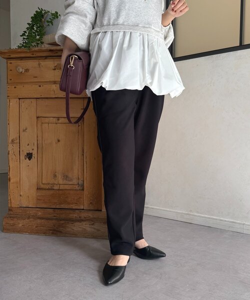 Thevon（ゼボン）の「ラインカットテーパードパンツ（その他パンツ・レディース・ブラウン/チャコールグレー/アイボリー/ブラック・FREE）」の13枚目の写真