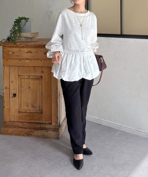 Thevon（ゼボン）の「ラインカットテーパードパンツ（その他パンツ・レディース・ブラウン/チャコールグレー/アイボリー/ブラック・FREE）」の18枚目の写真