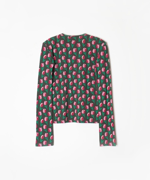 HOLIDAY（ホリデイ）の「SUPER RIB PADDED SHOULDER CREW-NECK L/S TOPS (TULIP) スーパーリブパディッドショルダークルーネックロングスリーブトップス (チューリップ)（Tシャツ/カットソー・レディース・チャコールグレー・ONE SIZE）」の2枚目の写真