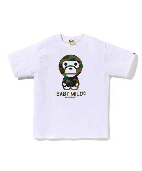 A BATHING APE（アベイシングエイプ）の「1ST CAMO BABY MILO TEE（Tシャツ/カットソー・メンズ・ブラック×グリーン/ホワイト×グリーン/ホワイト×イエロー/ブラック×イエロー・XX-LARGE/MEDIUM/X-LARGE/LARGE/SMALL/XXX-LARGE）」の2枚目の写真