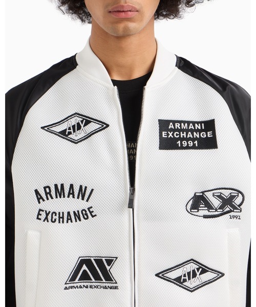 ARMANI EXCHANGE（アルマーニエクスチェンジ）の「【A|X アルマーニ エクスチェンジ】ロゴパッチ メッシュ×ナイロンボンバージャケット（ブルゾン・メンズ・ホワイト・X-SMALL/LARGE/XX-LARGE/MEDIUM）」の5枚目の写真