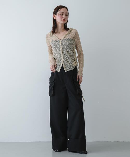 SENSE OF PLACE by URBAN RESEARCH（センスオブプレイスバイアーバンリサーチ）の「ロールアップポケットワイドパンツ（その他パンツ・レディース・ブラック/ベージュ・MEDIUM/SMALL）」の22枚目の写真