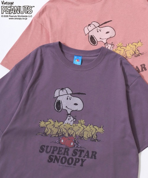 SNOOPY（スヌーピー）の「PEANUTS/ピーナッツコラボ FRUIT OF THE LOOM/フルーツオブザルーム オーバーサイズ スラブ スヌーピー 半袖Tシャツ/リンガーT/レディース メンズ（Tシャツ/カットソー・レディース・パープル/ピンク/ホワイト系その他/ホワイト系その他3/ホワイト系その他2/ホワイト系その他4/アイボリー/サックスブルー・S/M/L）」の7枚目の写真