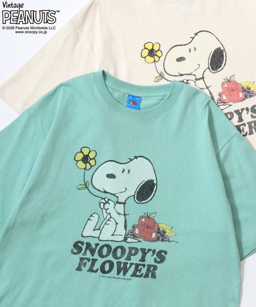 SNOOPY（スヌーピー）の「PEANUTS/ピーナッツコラボ FRUIT OF THE LOOM/フルーツオブザルーム オーバーサイズ スラブ スヌーピー 半袖Tシャツ/リンガーT/レディース メンズ（Tシャツ/カットソー・レディース・パープル/ピンク/ホワイト系その他/ホワイト系その他3/ホワイト系その他2/ホワイト系その他4/アイボリー/サックスブルー・S/M/L）」の6枚目の写真
