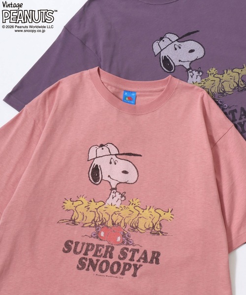 SNOOPY（スヌーピー）の「PEANUTS/ピーナッツコラボ FRUIT OF THE LOOM/フルーツオブザルーム オーバーサイズ スラブ スヌーピー 半袖Tシャツ/リンガーT/レディース メンズ（Tシャツ/カットソー・レディース・パープル/ピンク/ホワイト系その他/ホワイト系その他3/ホワイト系その他2/ホワイト系その他4/アイボリー/サックスブルー・S/M/L）」の8枚目の写真