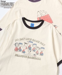 PEANUTS/ピーナッツコラボ FRUIT OF THE LOOM/フルーツオブザルーム オーバーサイズ スラブ スヌーピー 半袖Tシャツ/リンガーT/レディース メンズ