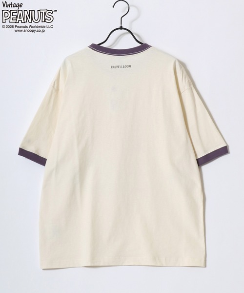 SNOOPY（スヌーピー）の「PEANUTS/ピーナッツコラボ FRUIT OF THE LOOM/フルーツオブザルーム オーバーサイズ スラブ スヌーピー 半袖Tシャツ/リンガーT/レディース メンズ（Tシャツ/カットソー・レディース・パープル/ピンク/ホワイト系その他/ホワイト系その他3/ホワイト系その他2/ホワイト系その他4/アイボリー/サックスブルー・S/M/L）」の14枚目の写真