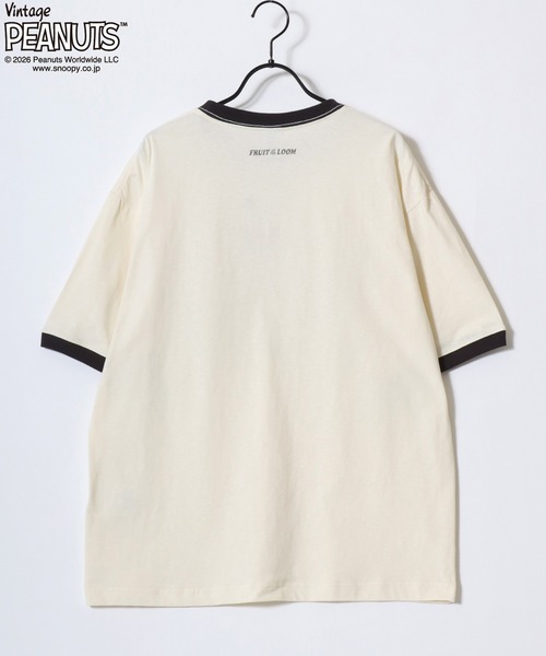 SNOOPY（スヌーピー）の「PEANUTS/ピーナッツコラボ FRUIT OF THE LOOM/フルーツオブザルーム オーバーサイズ スラブ スヌーピー 半袖Tシャツ/リンガーT/レディース メンズ（Tシャツ/カットソー・レディース・パープル/ピンク/ホワイト系その他/ホワイト系その他3/ホワイト系その他2/ホワイト系その他4/アイボリー/サックスブルー・S/M/L）」の18枚目の写真