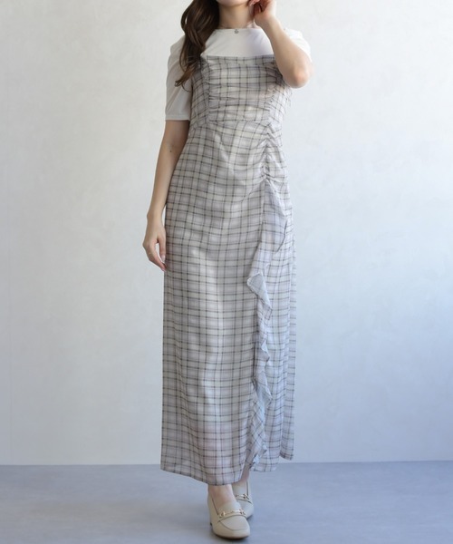 31 Sons de mode（トランテアン　ソン　ドゥ　モード）の「2026春夏新作 アソートドレープキャミワンピース（ワンピース・レディース・イエロー系/ブラウン系/グリーン系・M/S）」の3枚目の写真