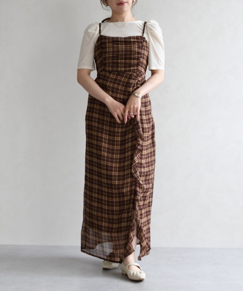 31 Sons de mode（トランテアン　ソン　ドゥ　モード）の「2026春夏新作 アソートドレープキャミワンピース（ワンピース・レディース・イエロー系/ブラウン系/グリーン系・M/S）」の7枚目の写真