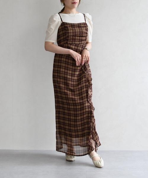 31 Sons de mode（トランテアン　ソン　ドゥ　モード）の「2026春夏新作 アソートドレープキャミワンピース（ワンピース・レディース・イエロー系/ブラウン系/グリーン系・M/S）」の8枚目の写真