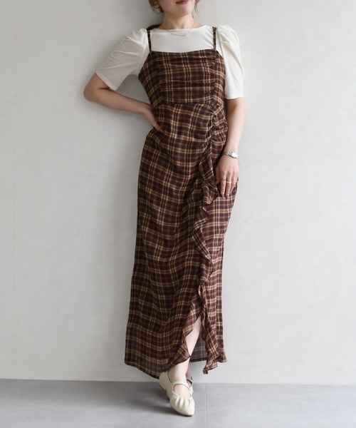 31 Sons de mode（トランテアン　ソン　ドゥ　モード）の「2026春夏新作 アソートドレープキャミワンピース（ワンピース・レディース・イエロー系/ブラウン系/グリーン系・M/S）」の9枚目の写真