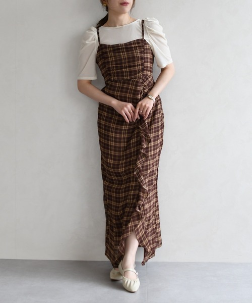 31 Sons de mode（トランテアン　ソン　ドゥ　モード）の「2026春夏新作 アソートドレープキャミワンピース（ワンピース・レディース・イエロー系/ブラウン系/グリーン系・M/S）」の10枚目の写真