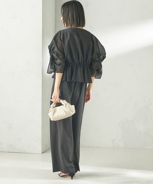 ships little black(シップスリトルブラック)の「【SHIPS別注】troisiemeCHACO:〈手洗い可能〉シアー ボレロ ブラウス(セレモニー対応可)(シャツ/ブラウス・レディース・ベージュ/ブラック・ONE SIZE)」の5枚目の写真