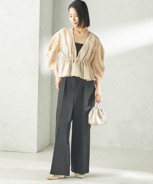 ships little black(シップスリトルブラック)の「【SHIPS別注】troisiemeCHACO:〈手洗い可能〉シアー ボレロ ブラウス(セレモニー対応可)(シャツ/ブラウス・レディース・ベージュ/ブラック・ONE SIZE)」の10枚目の写真