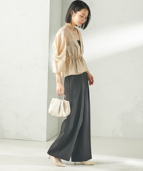 ships little black(シップスリトルブラック)の「【SHIPS別注】troisiemeCHACO:〈手洗い可能〉シアー ボレロ ブラウス(セレモニー対応可)(シャツ/ブラウス・レディース・ベージュ/ブラック・ONE SIZE)」の7枚目の写真