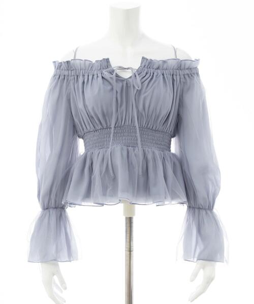 INGNI（イング）の「チュールオフショルブラウス（シャツ/ブラウス・レディース・ホワイト系その他3/ピンク/ブルー系/オフホワイト・M）」の7枚目の写真
