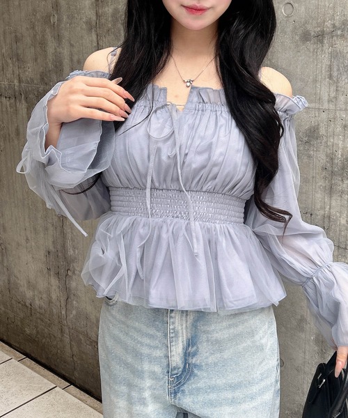 INGNI(イング)の「チュールオフショルブラウス(シャツ/ブラウス・レディース・ホワイト系その他3/ピンク/ブルー系/オフホワイト・M)」の21枚目の写真