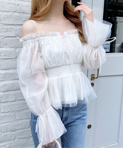 INGNI（イング）の「チュールオフショルブラウス（シャツ/ブラウス・レディース・ホワイト系その他3/ピンク/ブルー系/オフホワイト・M）」の16枚目の写真