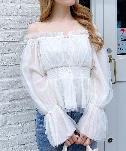 INGNI（イング）の「チュールオフショルブラウス（シャツ/ブラウス・レディース・ホワイト系その他3/ピンク/ブルー系/オフホワイト・M）」の17枚目の写真