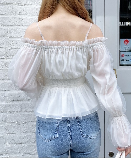 INGNI（イング）の「チュールオフショルブラウス（シャツ/ブラウス・レディース・ホワイト系その他3/ピンク/ブルー系/オフホワイト・M）」の19枚目の写真