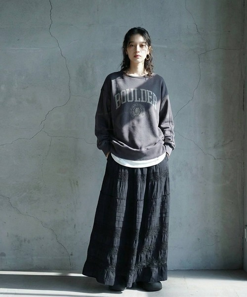 antiqua(アンティカ)の「インド綿 レース ロングスカート(スカート・レディース・ブラック/ホワイト・ONESIZE)」の10枚目の写真