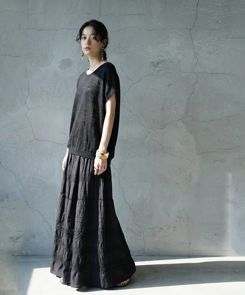 antiqua(アンティカ)の「インド綿 レース ロングスカート(スカート・レディース・ブラック/ホワイト・ONESIZE)」の12枚目の写真