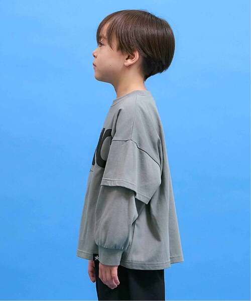 b・ROOM(ビールーム)の「【防汚・速乾・型崩れしない】フェイクレイヤードTシャツ【MNCM】【子供服】【キッズ】【男の子】【女の子】(Tシャツ/カットソー・キッズ・アイボリー/チャコール/カーキ/ブラック・110cm/130cm/120cm/140cm/150cm)」の5枚目の写真