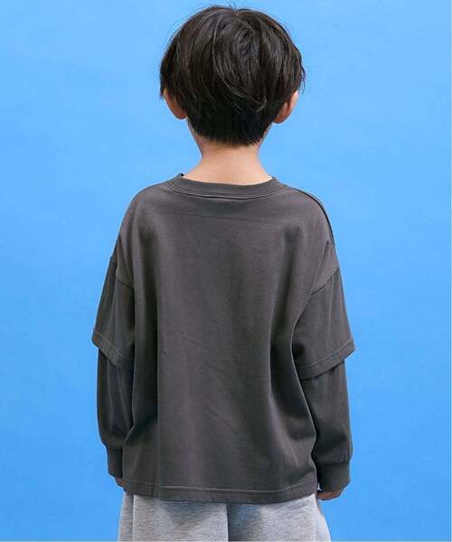 b・ROOM(ビールーム)の「【防汚・速乾・型崩れしない】フェイクレイヤードTシャツ【MNCM】【子供服】【キッズ】【男の子】【女の子】(Tシャツ/カットソー・キッズ・アイボリー/チャコール/カーキ/ブラック・110cm/130cm/120cm/140cm/150cm)」の9枚目の写真