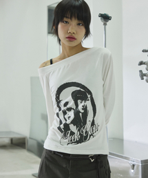 ポートレートボートネックTシャツ[ホワイト]