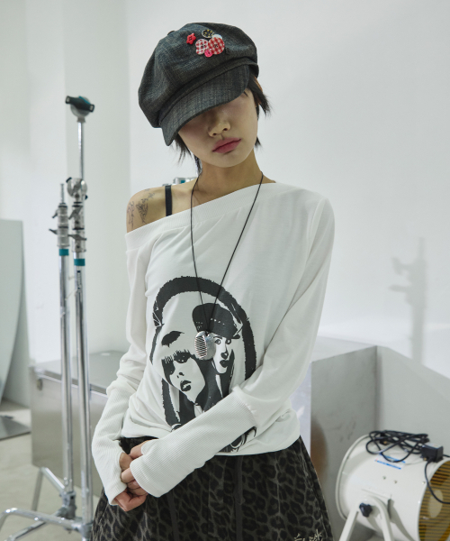 SLEEKGLOW（スリック グロウ）の「ポートレートボートネックTシャツ[ホワイト]（Tシャツ/カットソー・レディース・その他・FREE）」の7枚目の写真