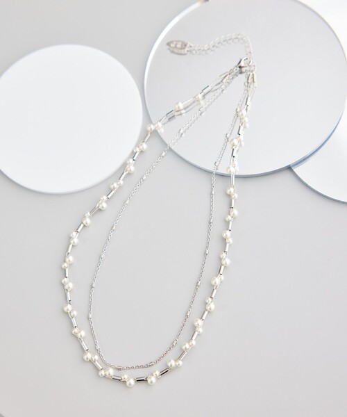 ROPE' PICNIC(ロペピクニック)の「デザインパールチェーン2連ショートネックレス(ネックレス・レディース・シルバー/ゴールド・FREE)」の2枚目の写真