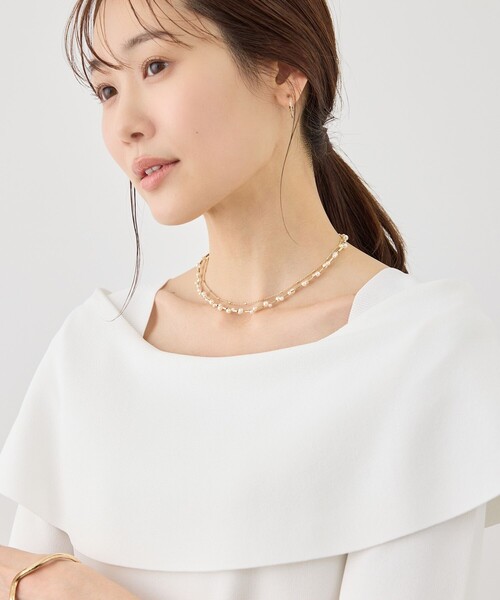 ROPE' PICNIC(ロペピクニック)の「デザインパールチェーン2連ショートネックレス(ネックレス・レディース・シルバー/ゴールド・FREE)」の3枚目の写真