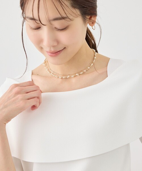ROPE' PICNIC(ロペピクニック)の「デザインパールチェーン2連ショートネックレス(ネックレス・レディース・シルバー/ゴールド・FREE)」の4枚目の写真