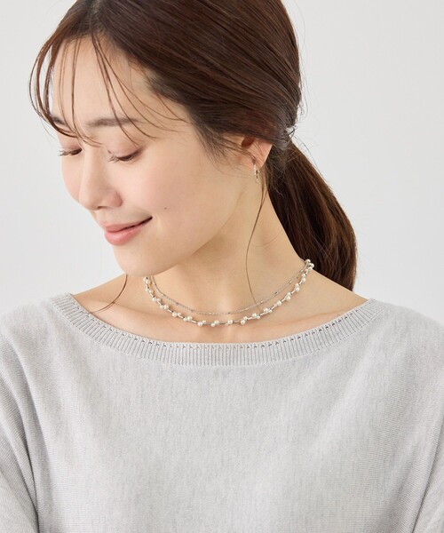 ROPE' PICNIC(ロペピクニック)の「デザインパールチェーン2連ショートネックレス(ネックレス・レディース・シルバー/ゴールド・FREE)」の5枚目の写真